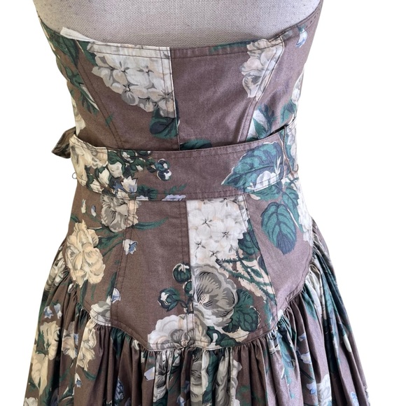 Rhonda Harness Foxy Lady Vintage Taupe/White Floral Cotton Halter Dress 8 - Picture 13 of 17